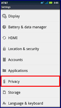 Android Settings, Privacy